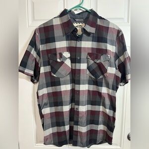 Vans Men's Casual Plaid Shirt - Black, Gray, Red